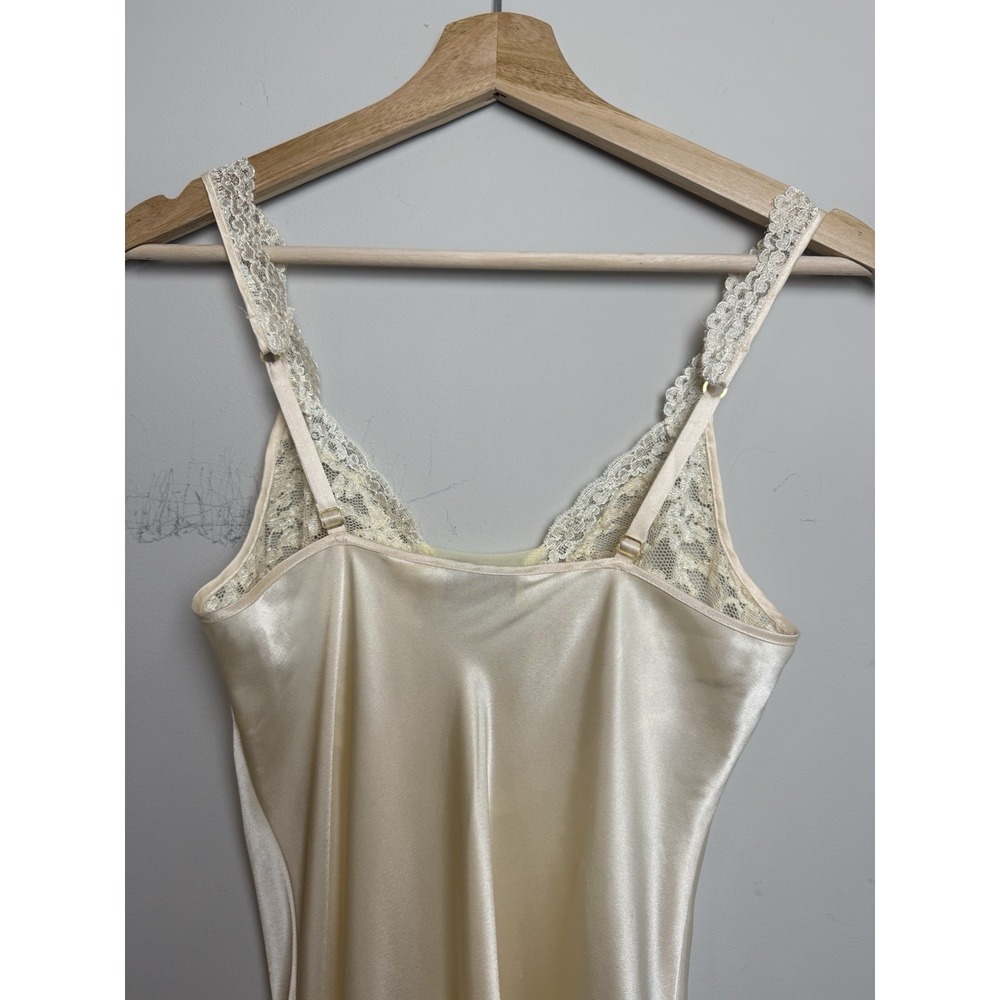 Vintage Victoria's Secret Gold Label Maxi Slip Dress Satin Nightgown Lace Bridal - Picture 4 of 11